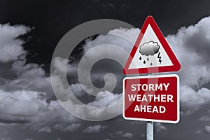 Stormy weather signpost