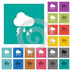 Stormy weather square flat multi colored icons