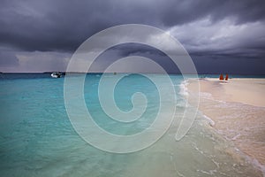 Stormy weather, storm is coming to the Maldivian beach