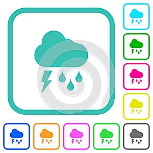 Stormy weather vivid colored flat icons