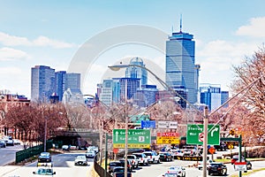 Storrow Drive Boston with cars and traffic on road