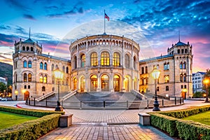 Oslo Parliament at Dusk photo