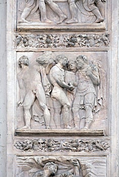 The Story of Joseph and His Brethren by Amico Aspertini, right door of San Petronio Basilica in Bologna