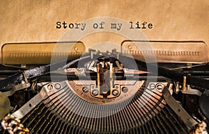 Story of my life typed words photo