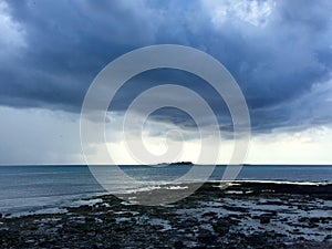 Story skies at beach