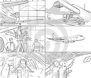 Storyboard with airplane