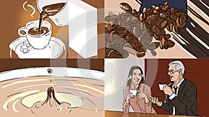 Storyboard with coffe and beans