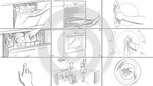 Storyboard with home appliances