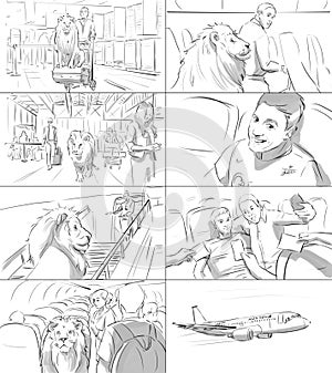 Storyboard with a lion