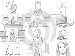 Storyboard about man cooking photo