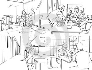 Storyboard with office life