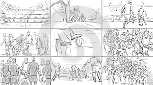 Storyboard with soccer players