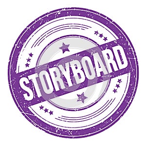 STORYBOARD text on violet indigo round grungy stamp