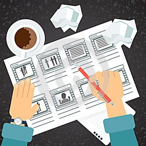 Storyboarding process hand