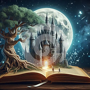 Storybook Castle Under Moonlight