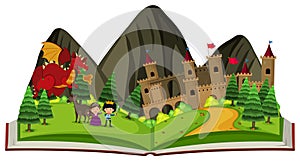 Storybook with dragon at the castle