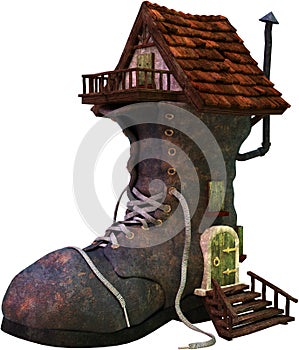 Storybook Fairytale Shoe House Isolated