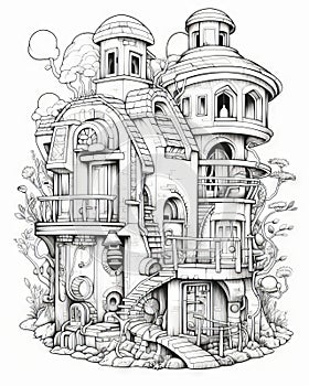Storybook house Coloring Book Page