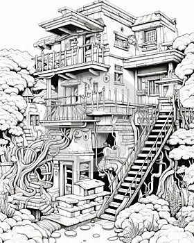 Storybook house Coloring Book Page