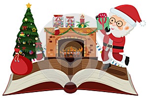 Storybook with Santa Claus and christmas night