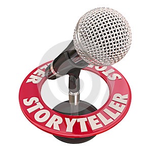 Storyteller Microphone Speaker Guest Host Telling Tales 3d Illus photo