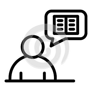 Storyteller thinking icon, outline style