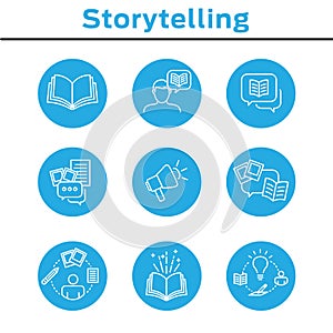 Storytelling Icon Set with Speech Bubbles