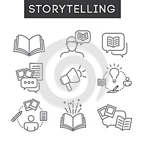Storytelling Icon Set with Speech Bubbles