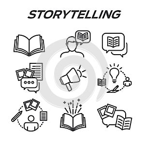 Storytelling Icon Set with Speech Bubbles