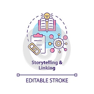 Storytelling, linking technique concept icon