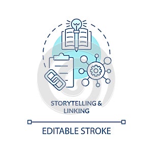 Storytelling, linking technique concept turquoise icon