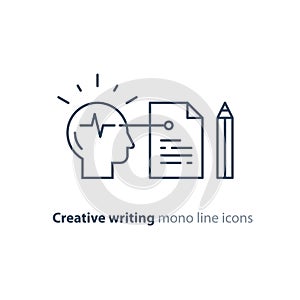 Storytwlling and creative writing, neuroscience and psychology concept logo, science research