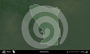 Stoubcy District highlighted, Belarus. Physical