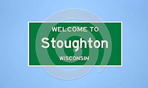 Stoughton, Wisconsin city limit sign. Town sign from the USA.