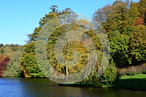 Stourhead Garden - Lake and Autumn Colours, Wiltshire, UK