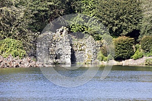 Stourhead grotto viewed from across the lake