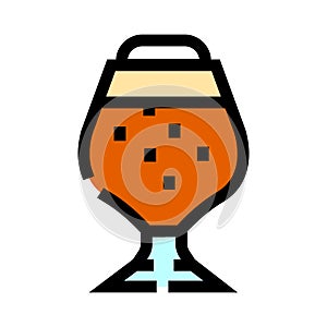 Stout beer glass with foam and bubbles