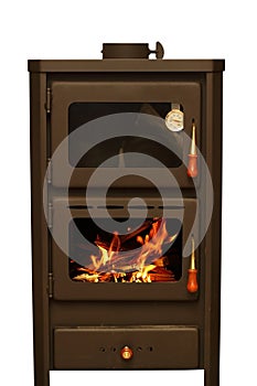 Stove with fire burning