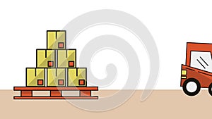 Stowage with boxes delivery service animation
