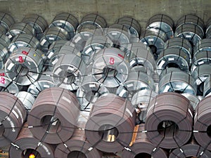Stowage steel coil in the hold.