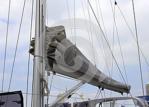 Stowed sail on a sailboat