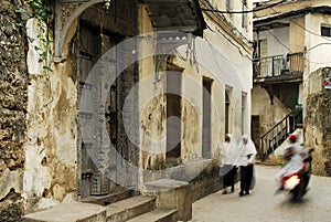 Stowntown alley ways on Zanzibar Island, off the coast of Tanzan