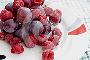 Straberries and grapes