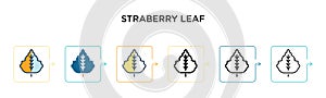 Straberry leaf vector icon in 6 different modern styles. Black, two colored straberry leaf icons designed in filled, outline, line