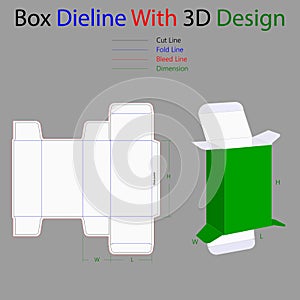 Strad Tuck end Box Dieline Template With 3d Design
