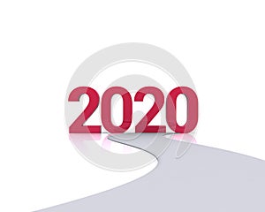 Strada che arriva al 2020 in 3d colore rosso