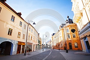 Strada Nicolae Balcescu in sunshine, Sibiu city