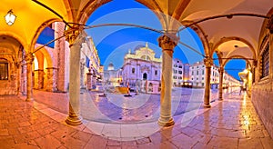 Stradun in Dubrovnik arches and landmarks panoramic view at dawn photo