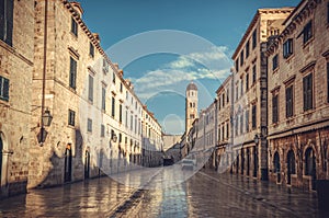 Stradun, main street of Dubrovnik in Croatia