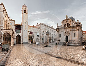 Stradun, popular pedestrian street in Dubrovnik, Croatia